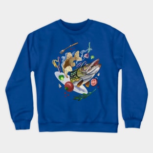 Fishing. Fishing lovers. Pike. Pike recipe. Fish Crewneck Sweatshirt